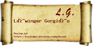 Lőwinger Gorgiás névjegykártya